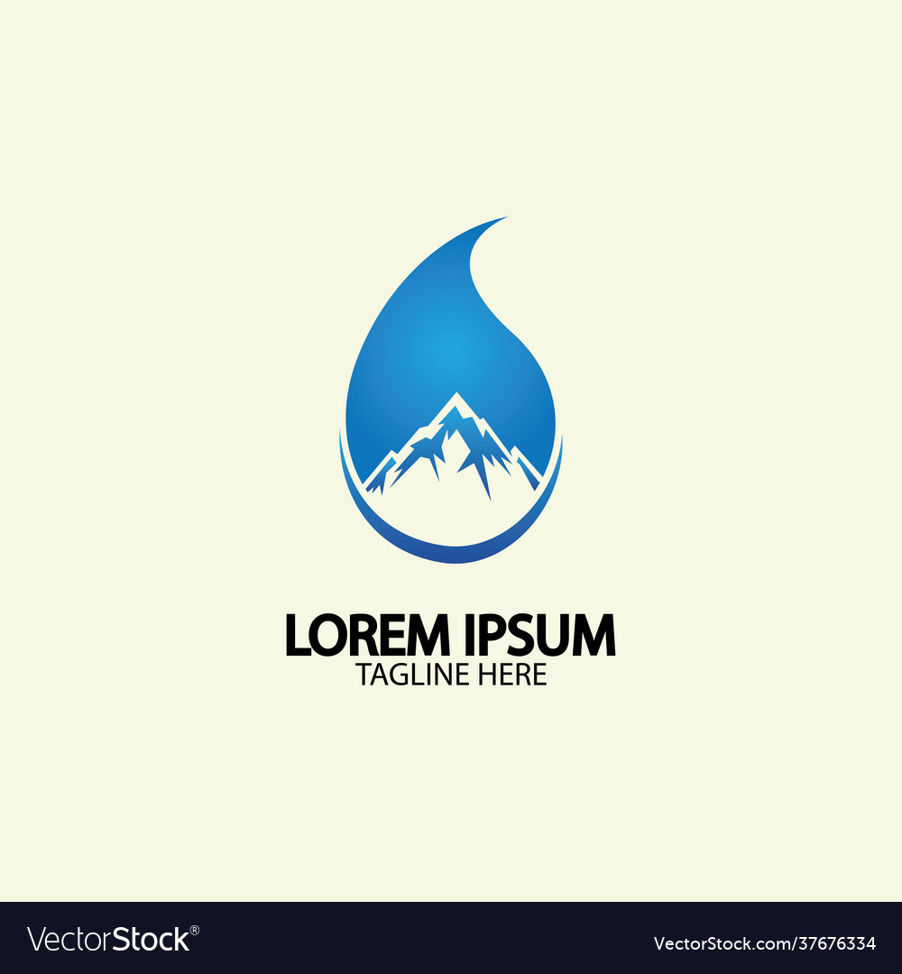 Water drop with mountain river icon logo