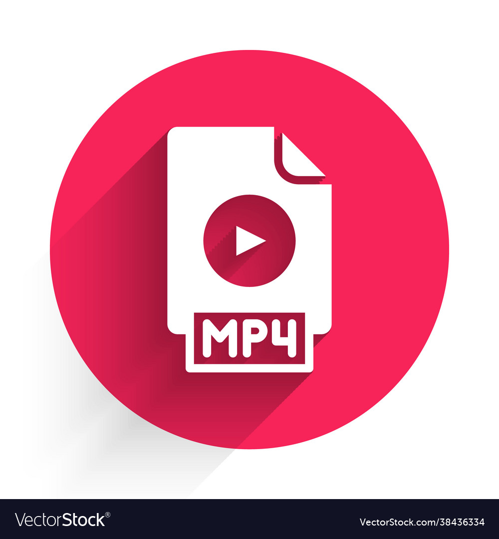 White mp4 file document download button icon vector image White mp4 file document download button icon