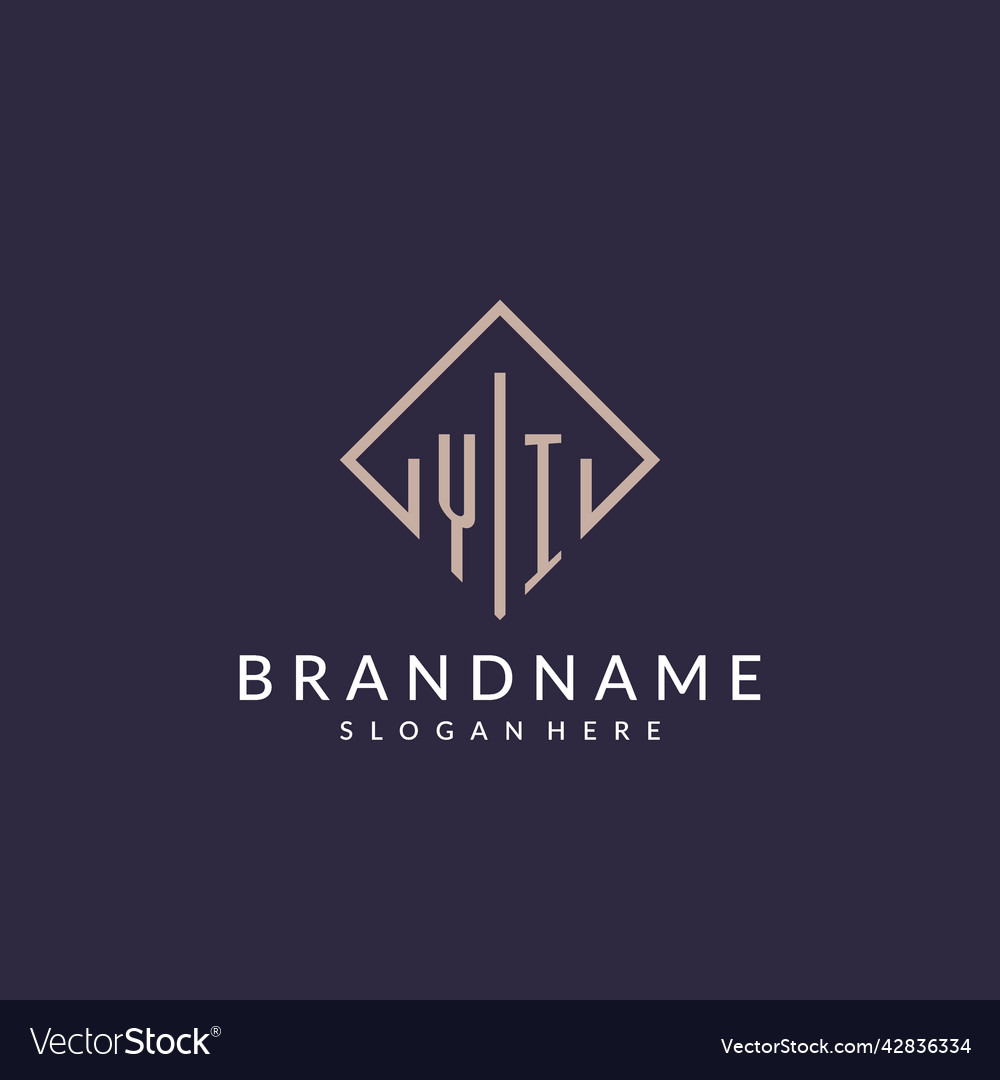 Yi initial monogram logo with rectangle style Vector Image Yi initial monogram logo with rectangle style