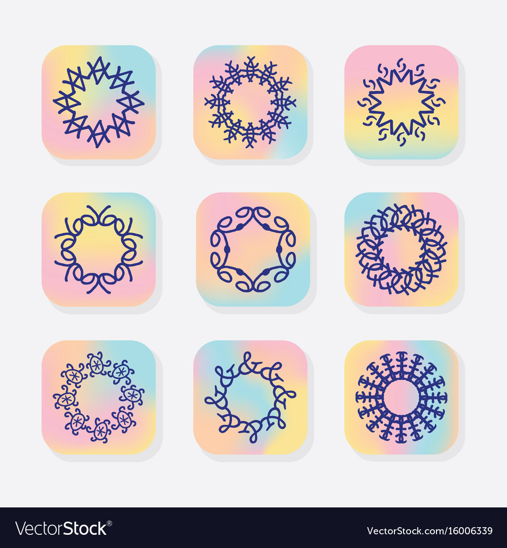 Abstract line round symbolic emblems set