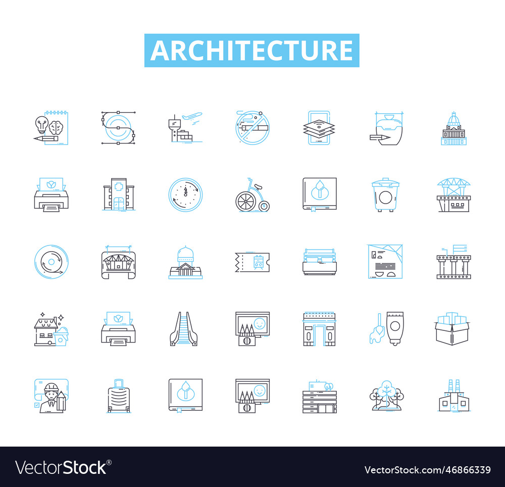 Architektur lineare Icons set Form Funktion vector image Architektur lineare Icons set Form Funktion