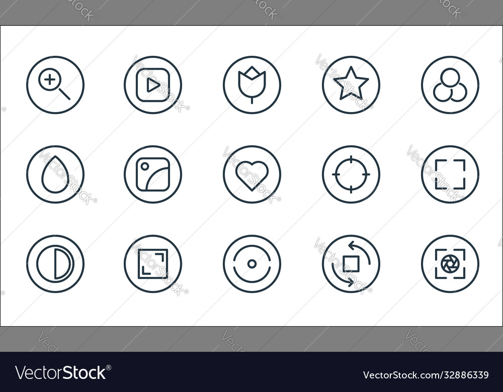Camera line icons linear set quality vector image Camera line icons linear set quality