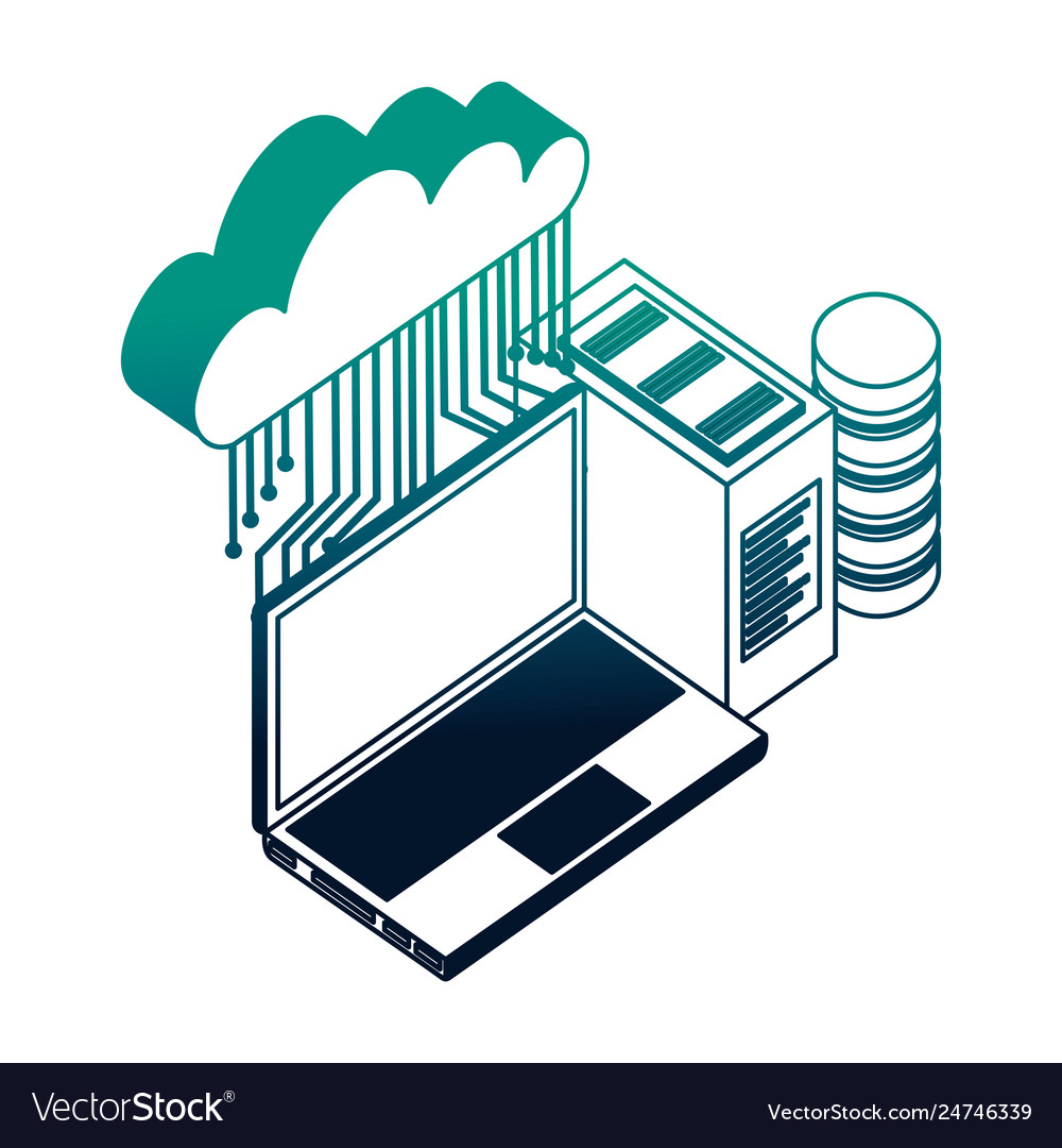 Cloud Computing mit Teamwork und Icon-Datenserver vector image Cloud Computing mit Teamwork und Icon-Datenserver