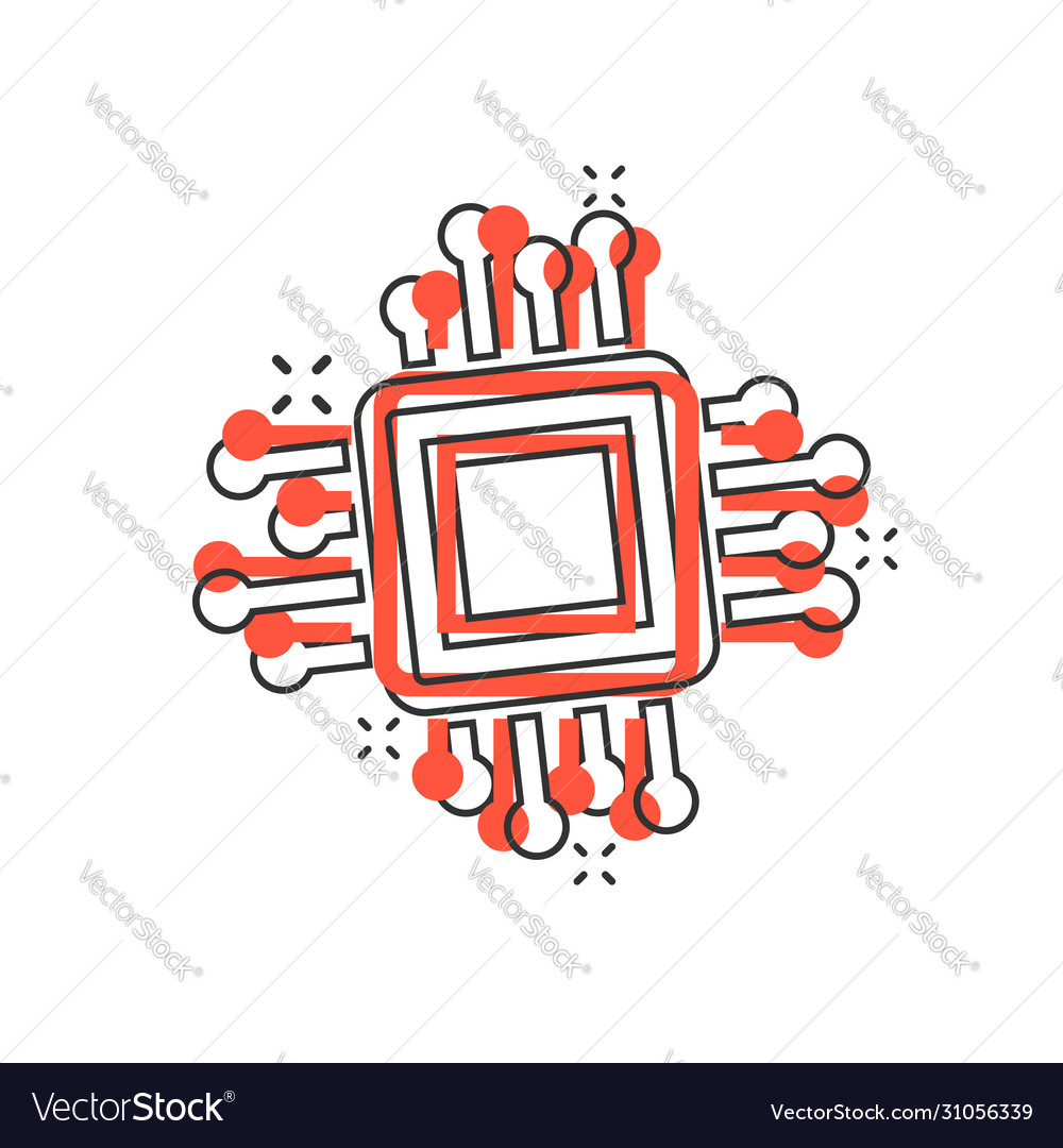 Computer cpu icon in comic style circuit board Vector Image Computer cpu icon in comic style circuit board