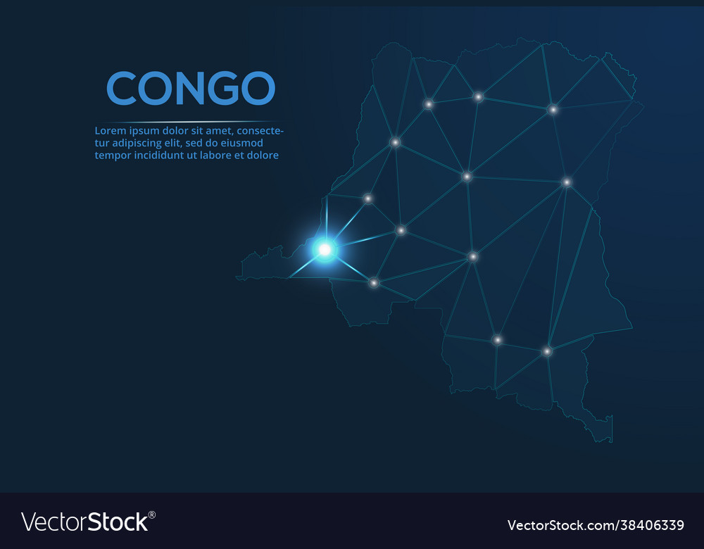 Congo communication network map low poly image