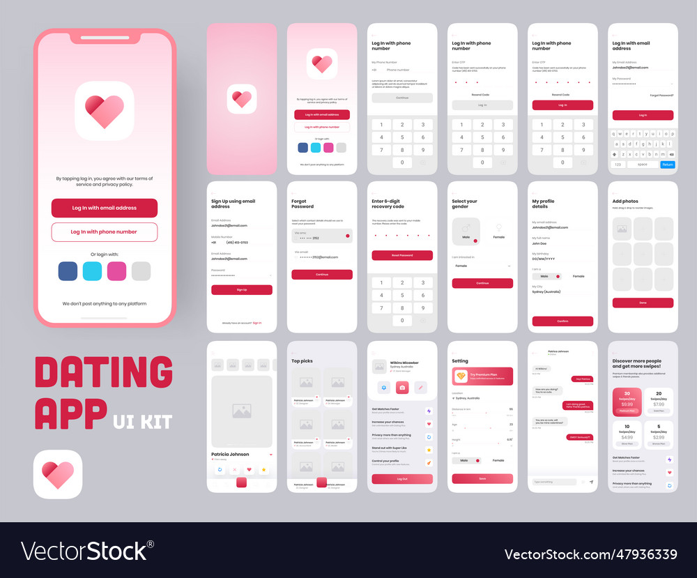 Dating app ui kit for responsive mobile