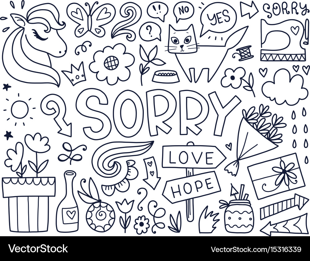 Doodles cute isolated elements Royalty Free Vector Image