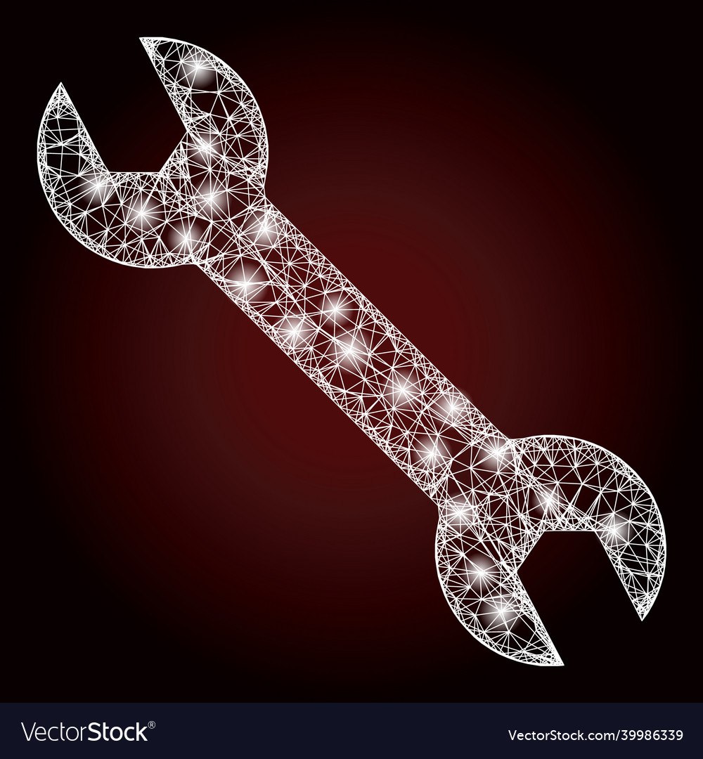 Glowing net mesh spanner with light spots vector image Glowing net mesh spanner with light spots