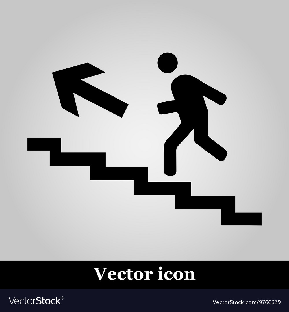 Man on stairs icon grey background