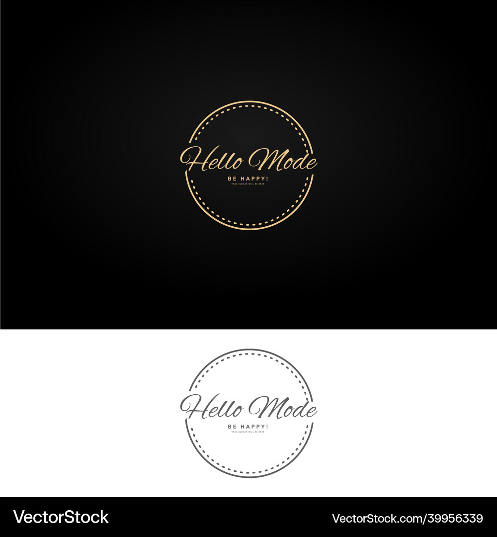 Modern greeting wordmark lettering circle line Vector Image