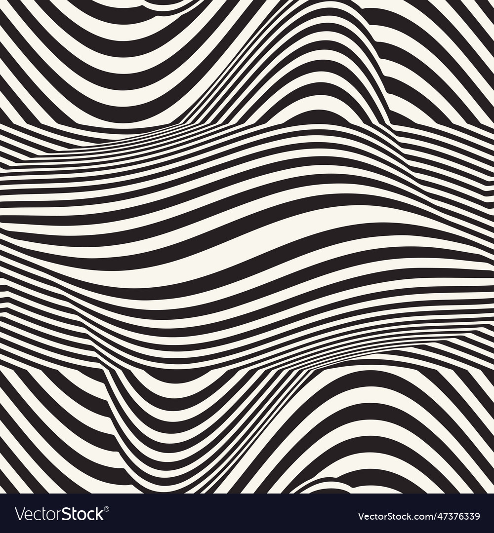 Monochrome distortion waves textured pattern Vector Image Monochrome distortion waves textured pattern