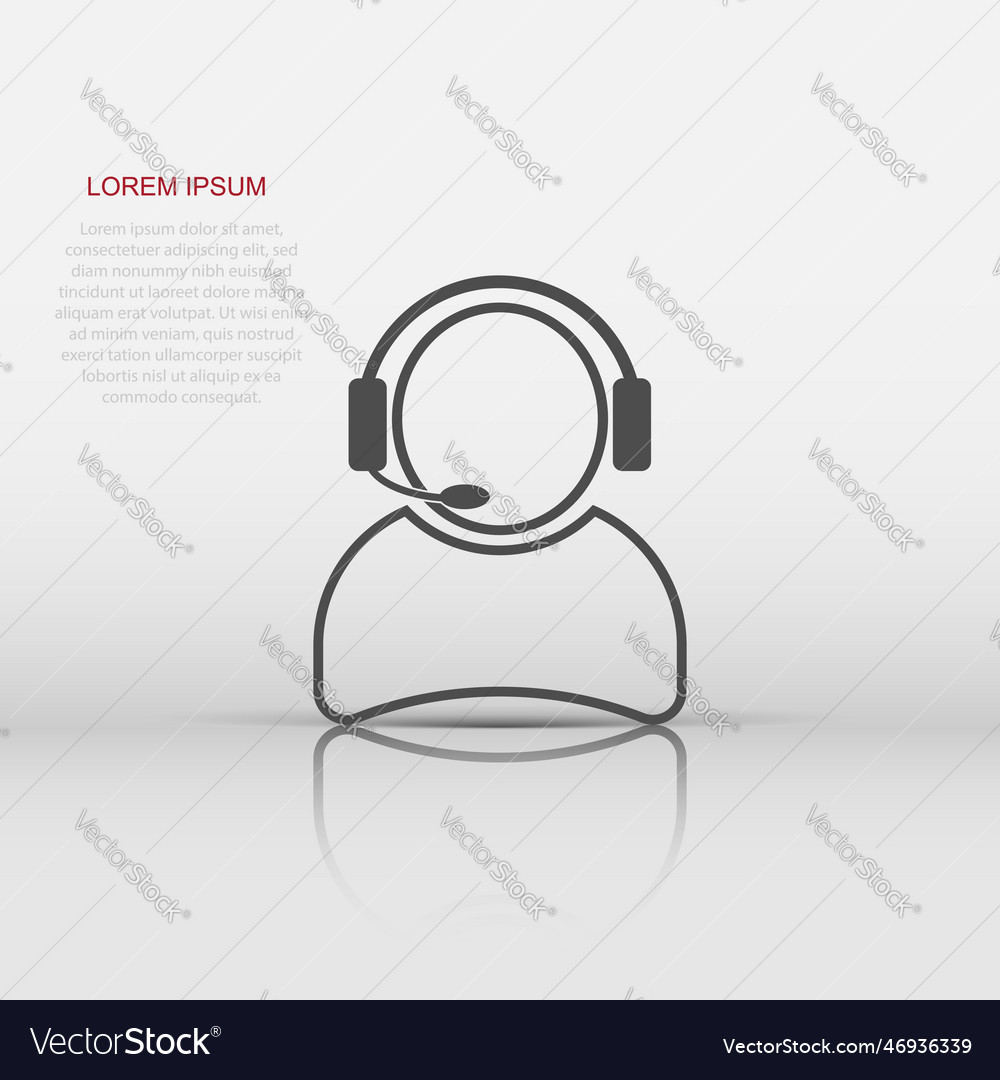Operator with microphone icon in flat style