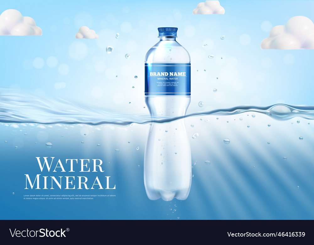 Realistic detailed 3d mineral water plastic bottle