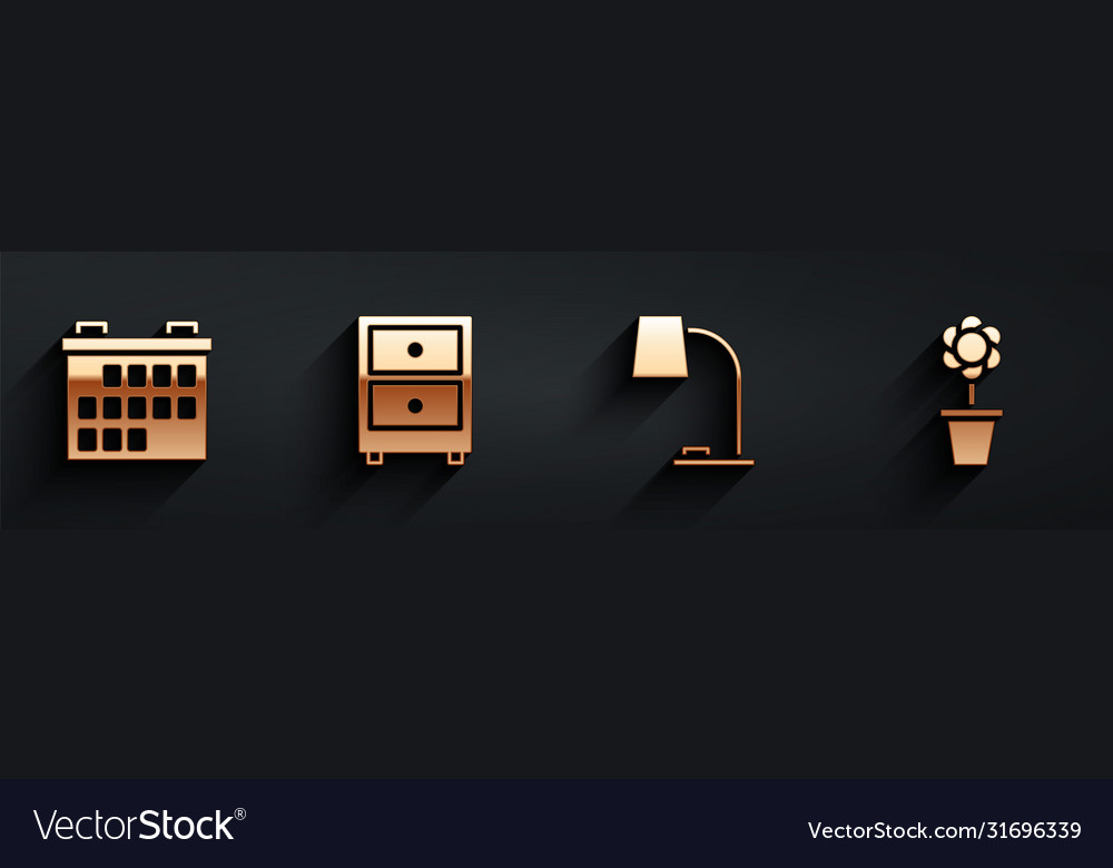 Set calendar drawer with documents table lamp vector image Set calendar drawer with documents table lamp