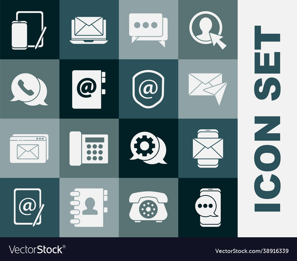 Set chat messages notification on phone mobile vector image Set chat messages notification on phone mobile