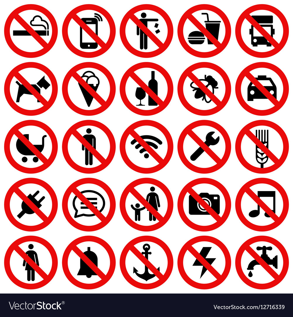 forbidden sign - prohibition signs - vector set Stock Vector