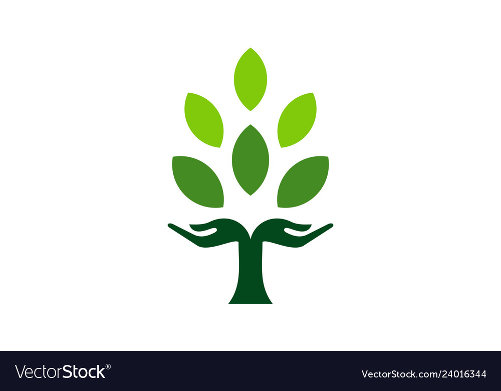 Abstract tree hand green concept nature icon logo Vector Image