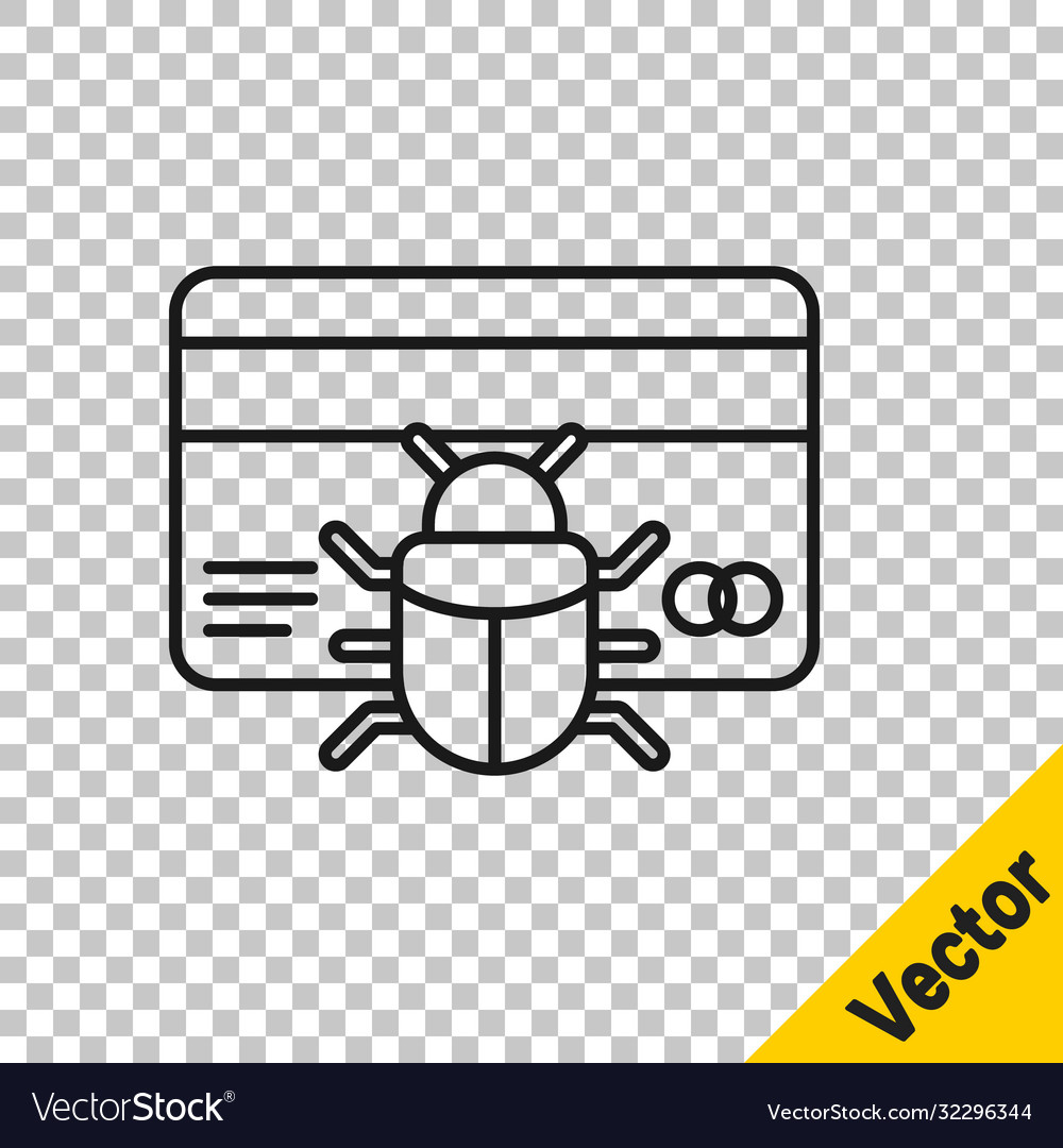 Black line system bug in credit card icon isolated