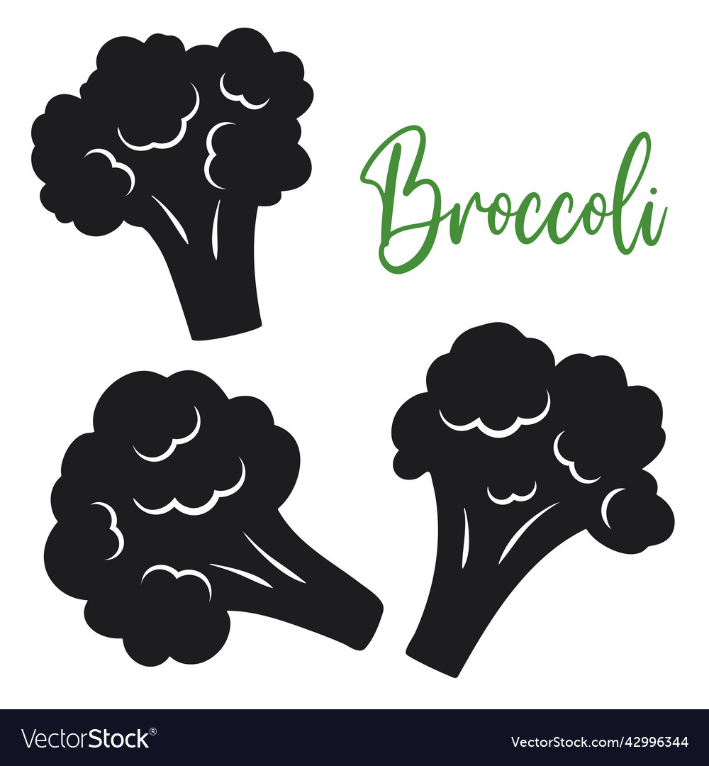 Broccoli florets silhouette set isolated