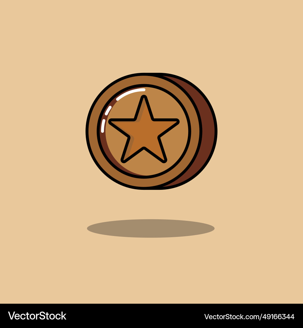 Bronze coin game with star Royalty Free Vector Image