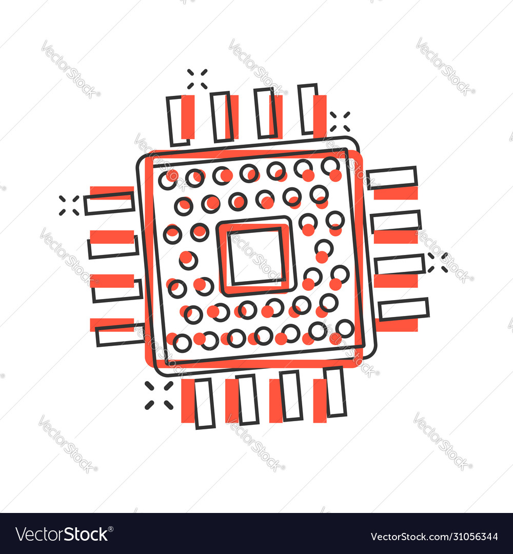 Computer cpu icon in comic style circuit board Vector Image Computer cpu icon in comic style circuit board