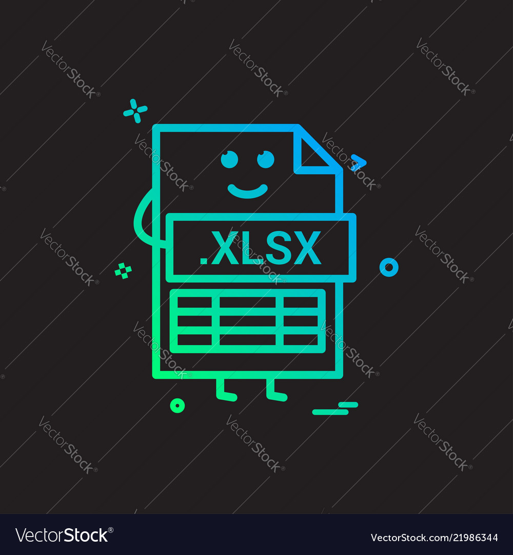 Computer xlsx file format type icon design vector image Computer xlsx file format type icon design