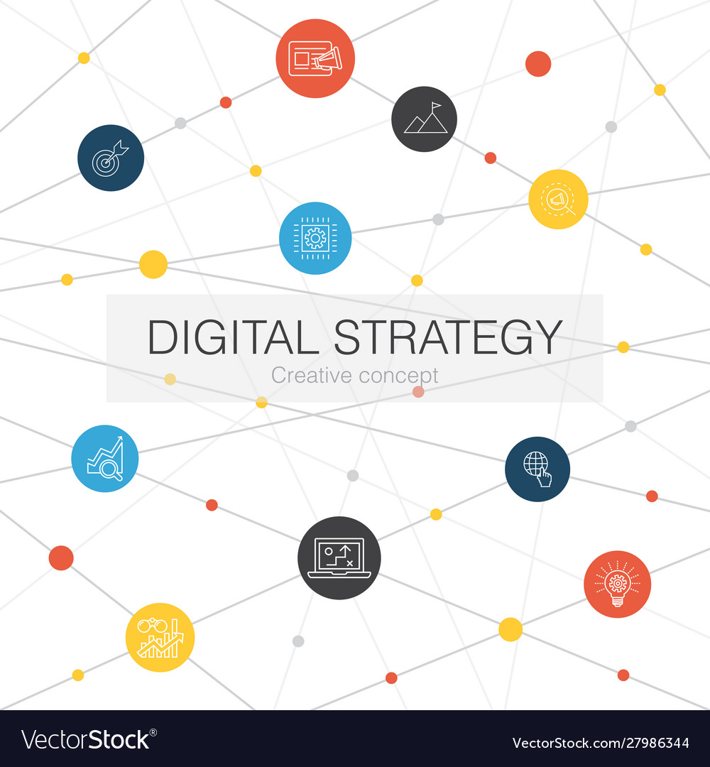 Digital strategy trendy web template with simple