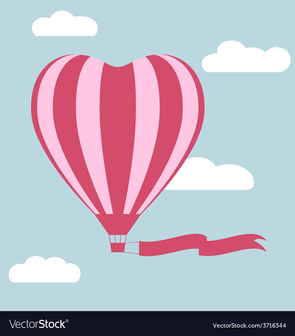 Flat hot air balloon in shape a heart