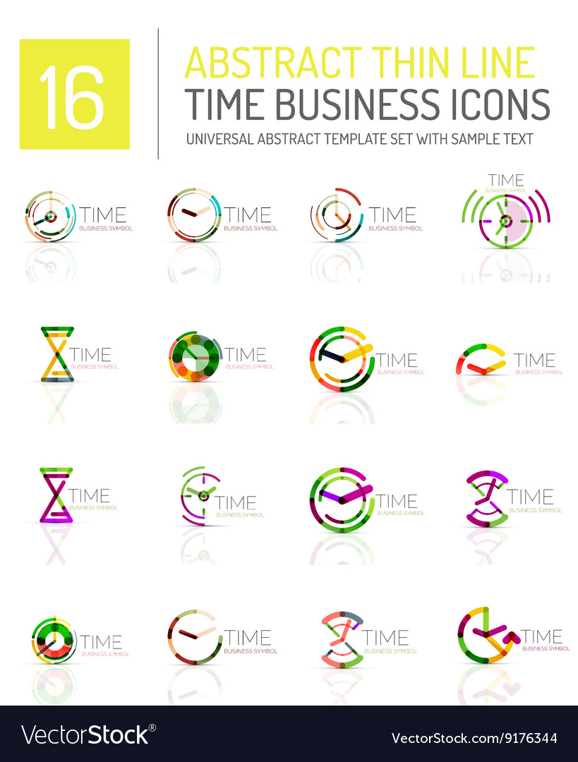 Geometric clock and time icon set