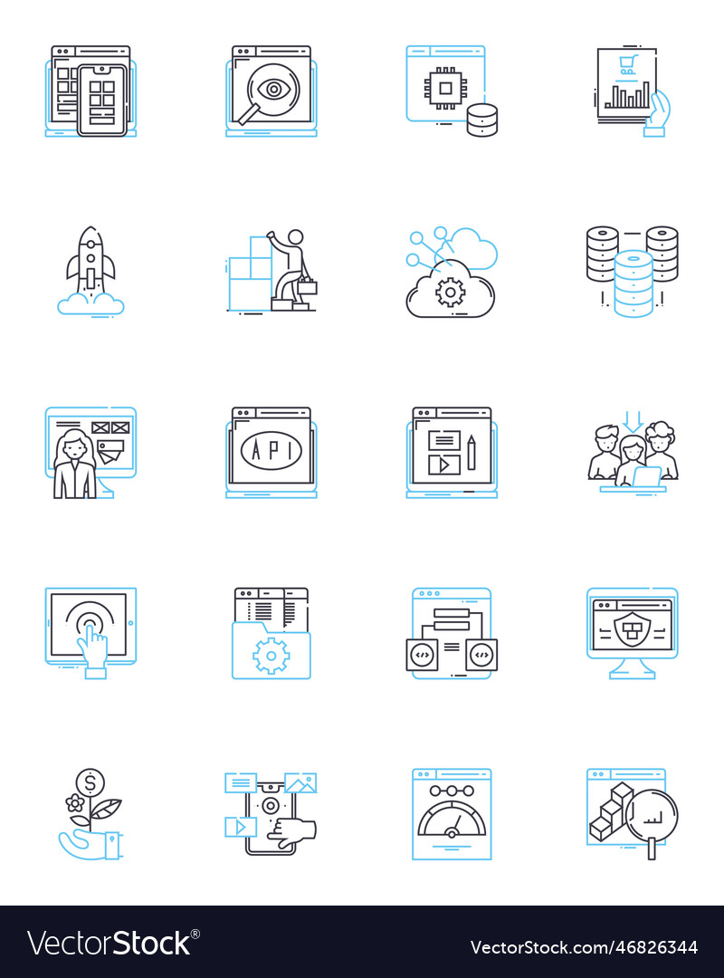 Graphic design linear icons set typography color