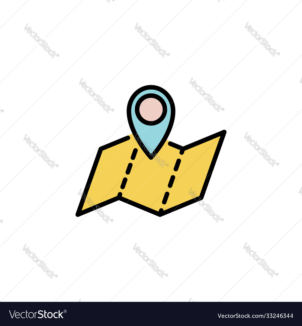 Map pointer and color icon thin line linear