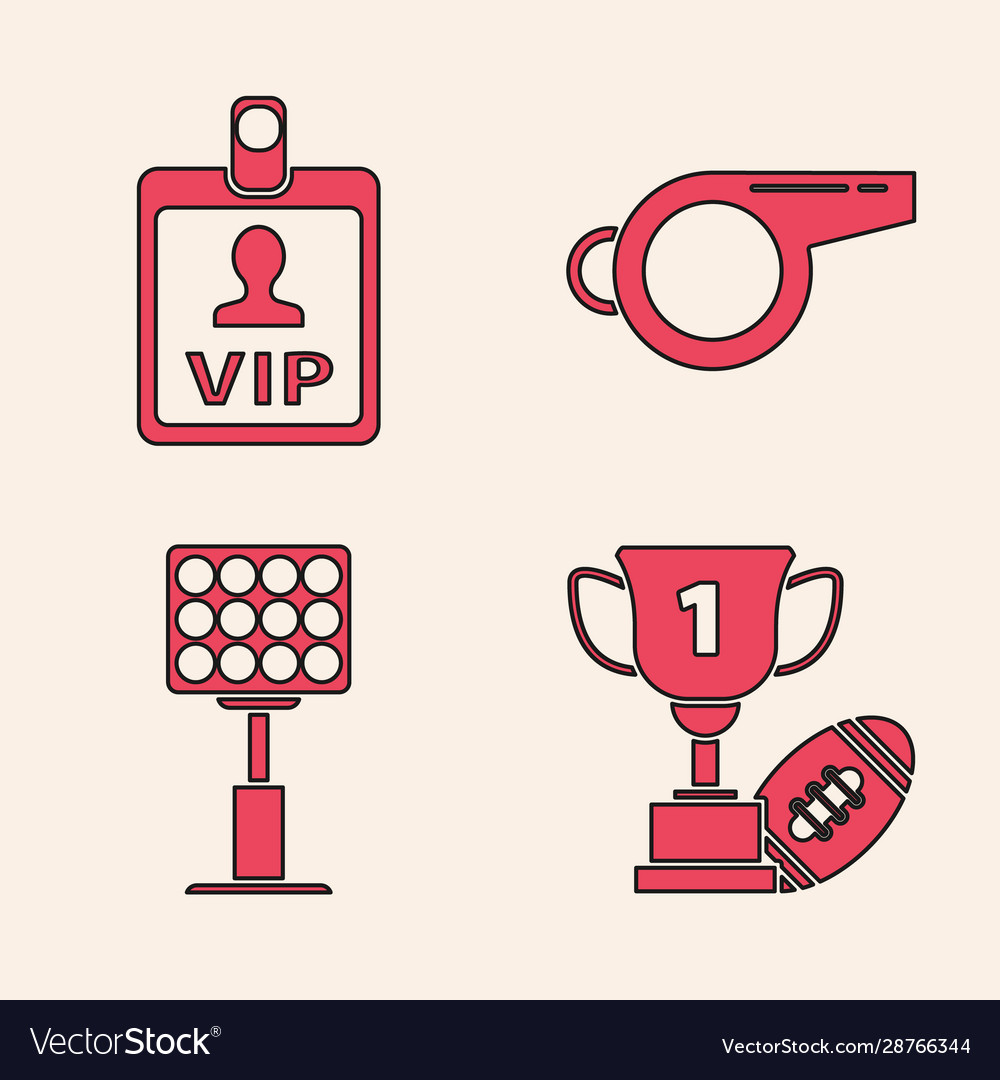 Set award cup and american football ball vip