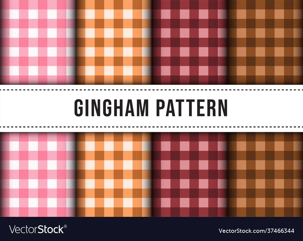 Set collection checkered gingham pattern vector image Set collection checkered gingham pattern