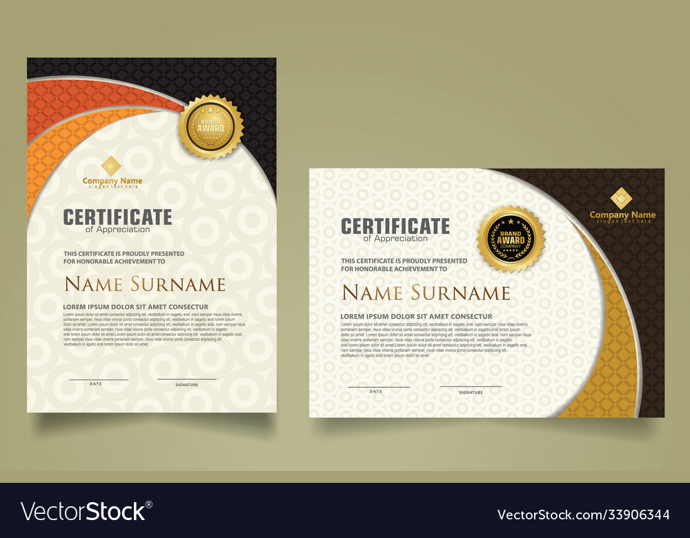 Set modern certificate template with realistic Vector Image Set modern certificate template with realistic