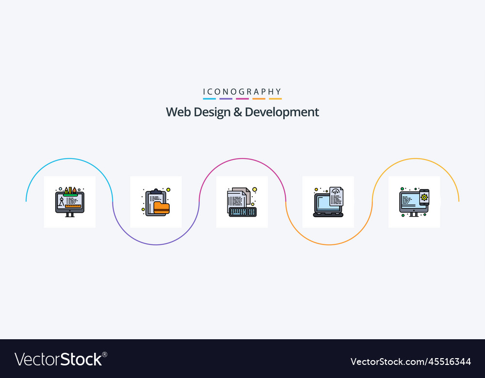 Web design and development line filled flat 5