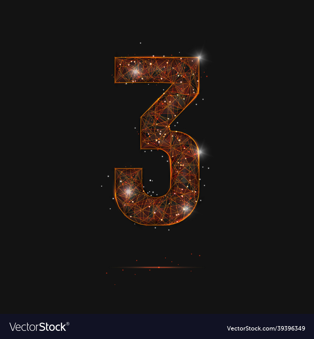 Abstract isolated orange image of a number three vector image Abstract isolated orange image of a number three