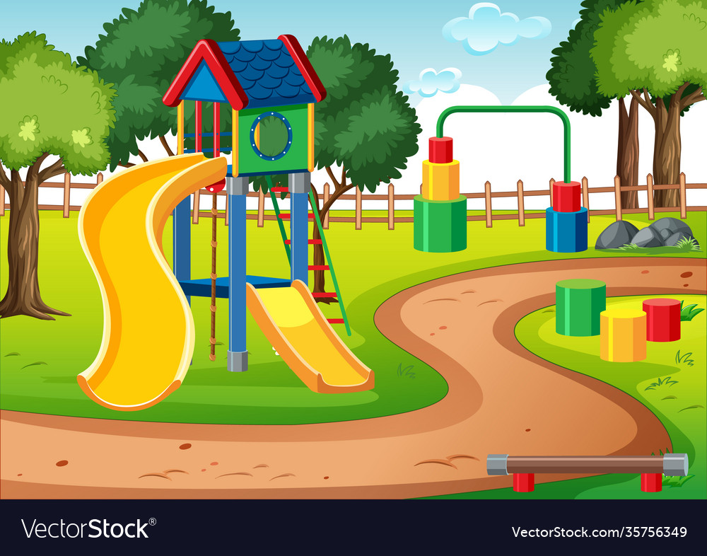 Blank kids playground with slides in scene Vector Image