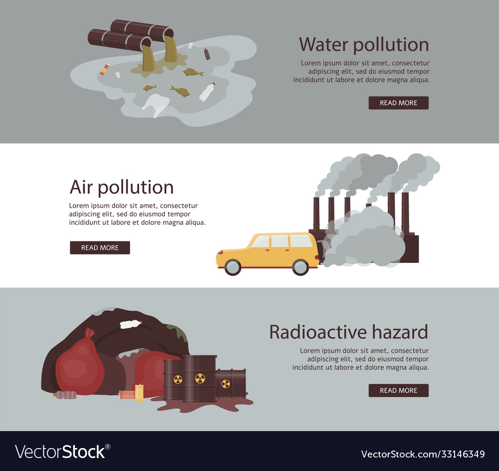 Environment problems banner set - air and water Vector Image