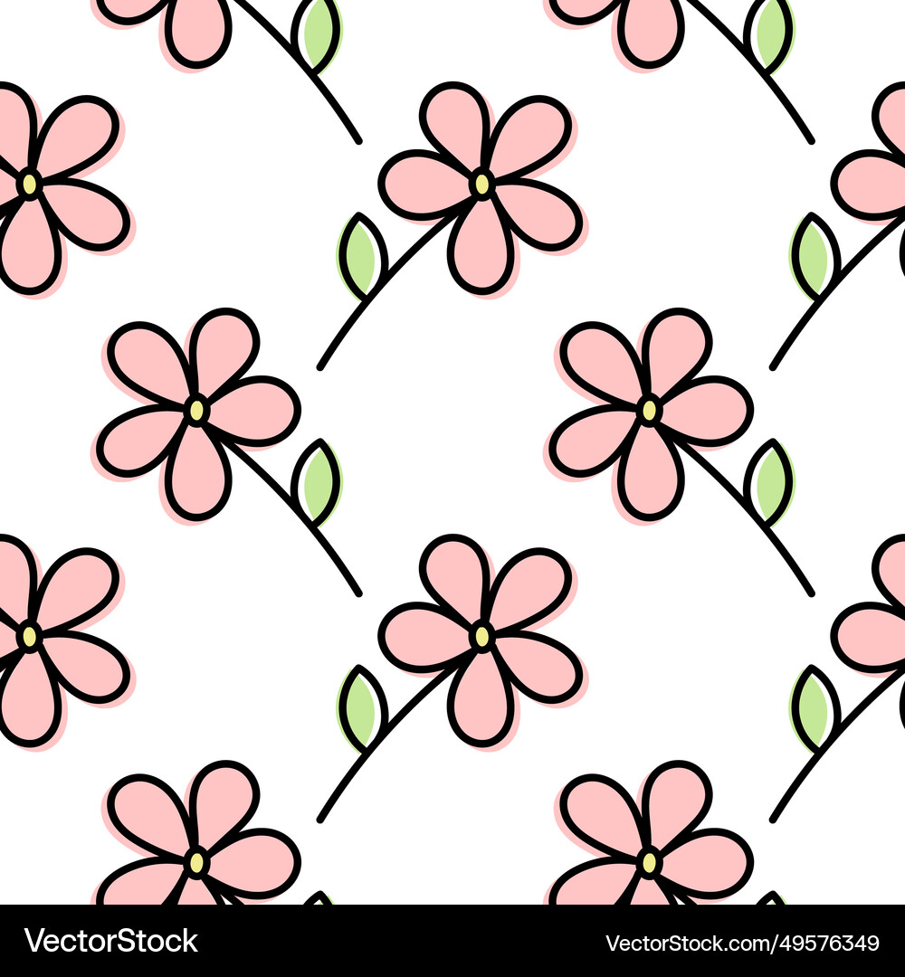 Flower hand drawn seamless pattern Royalty Free Vector Image
