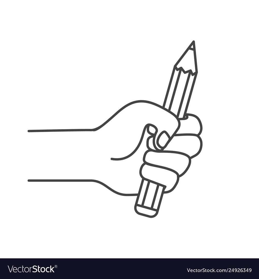 Hand with pencil write isolated icon