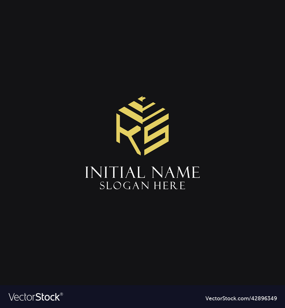 Ks initial monogram with hexagon shape logo