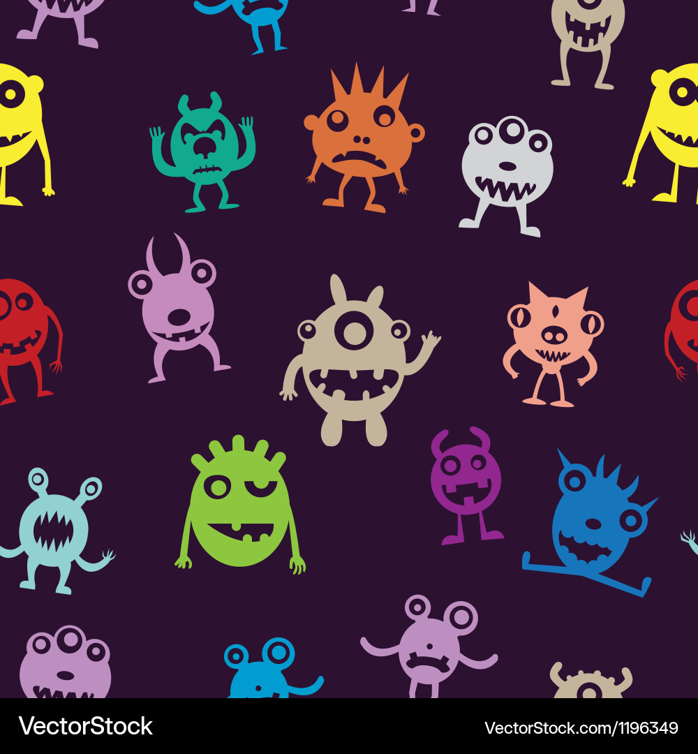 Seamless pattern funny monsters Royalty Free Vector Image