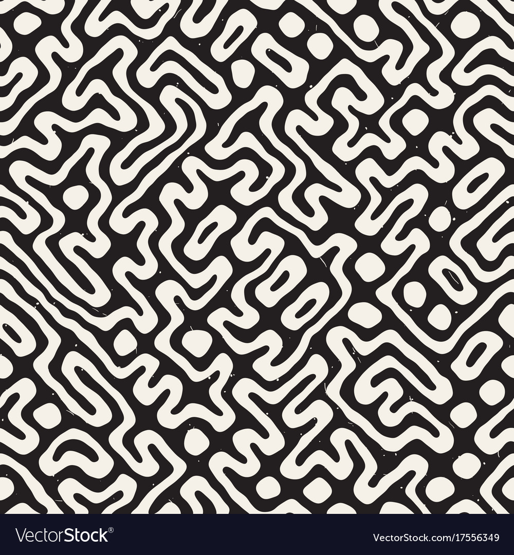 Seamless pattern with maze lines monochrome