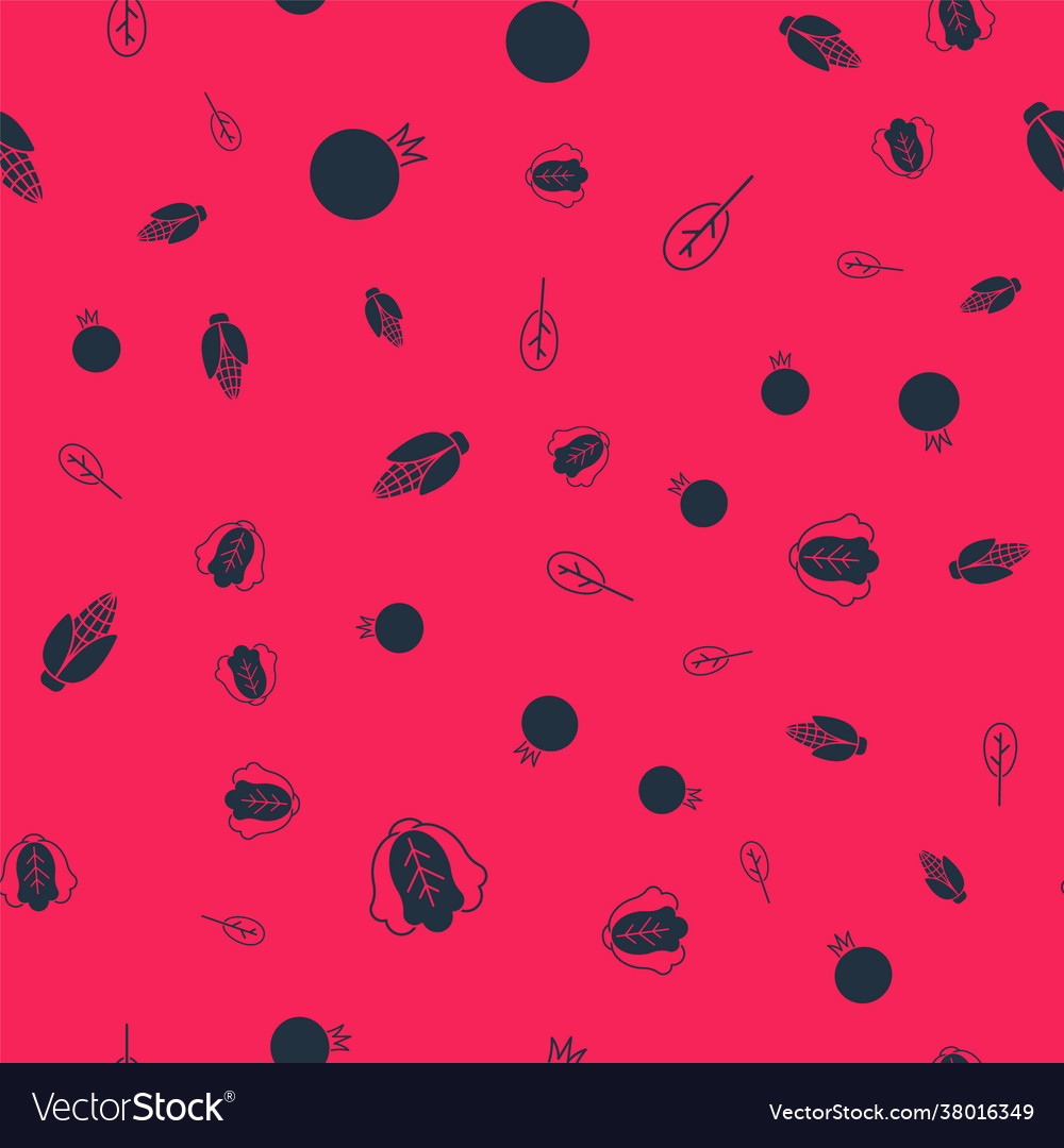 Set cabbage tomato corn and spinach on seamless vector image Set cabbage tomato corn and spinach on seamless