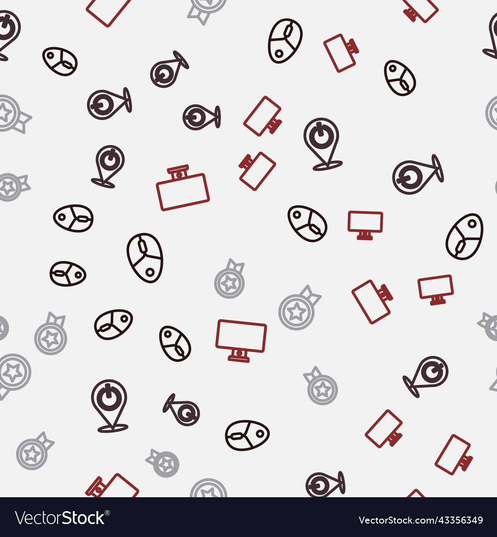 Set line computer mouse power button game rating vector image Set line computer mouse power button game rating