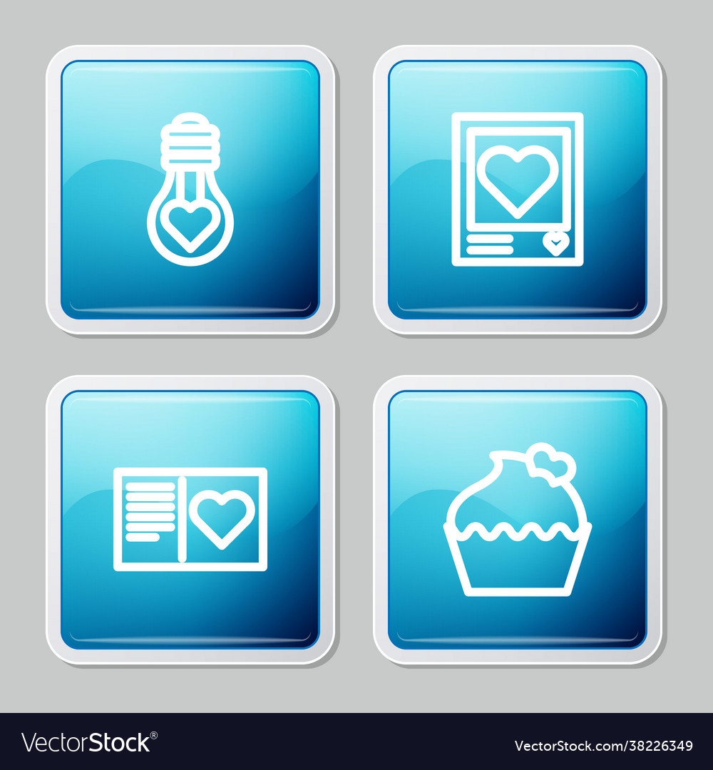 Set line heart shape in light bulb photo frames