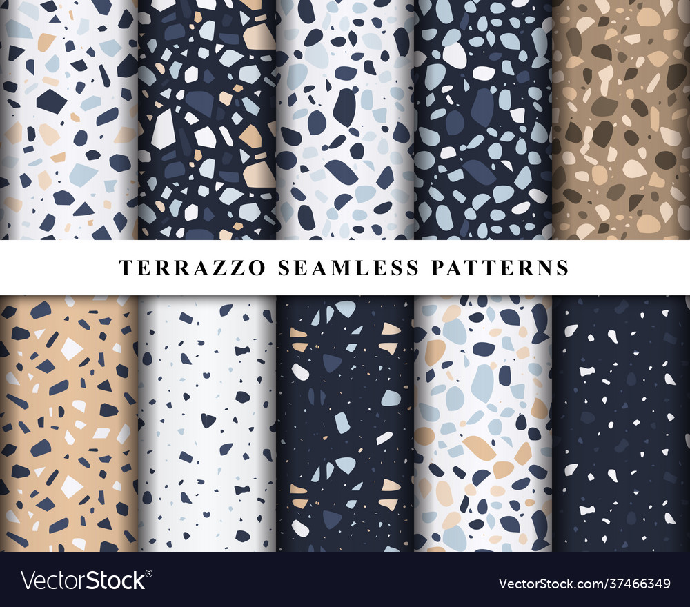 Set terrazzo seamless patterns vector image Set terrazzo seamless patterns