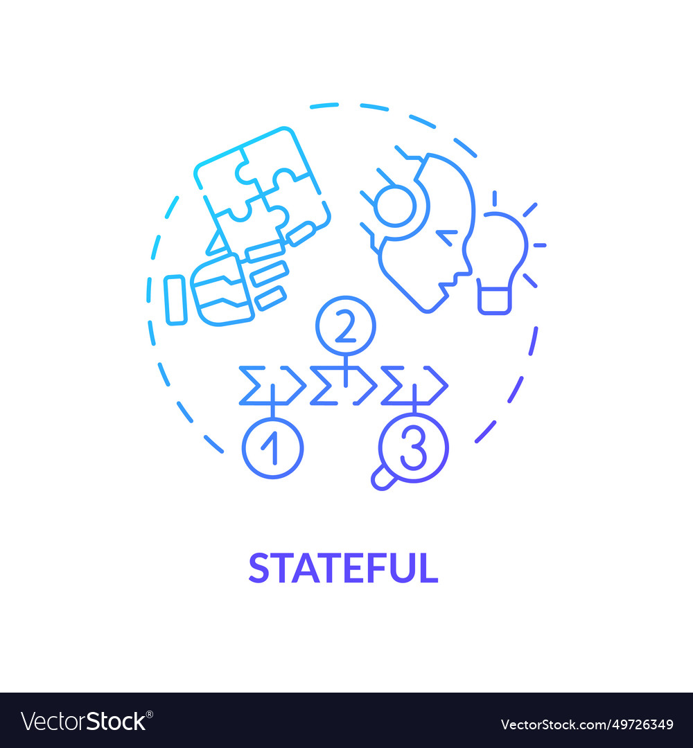 Thin line simple gradient stateful icon concept vector image Thin line simple gradient stateful icon concept