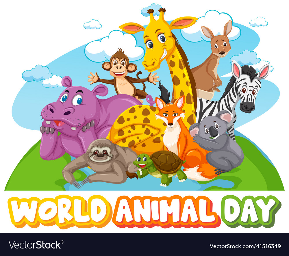 World animal day banner with wild animals Vector Image