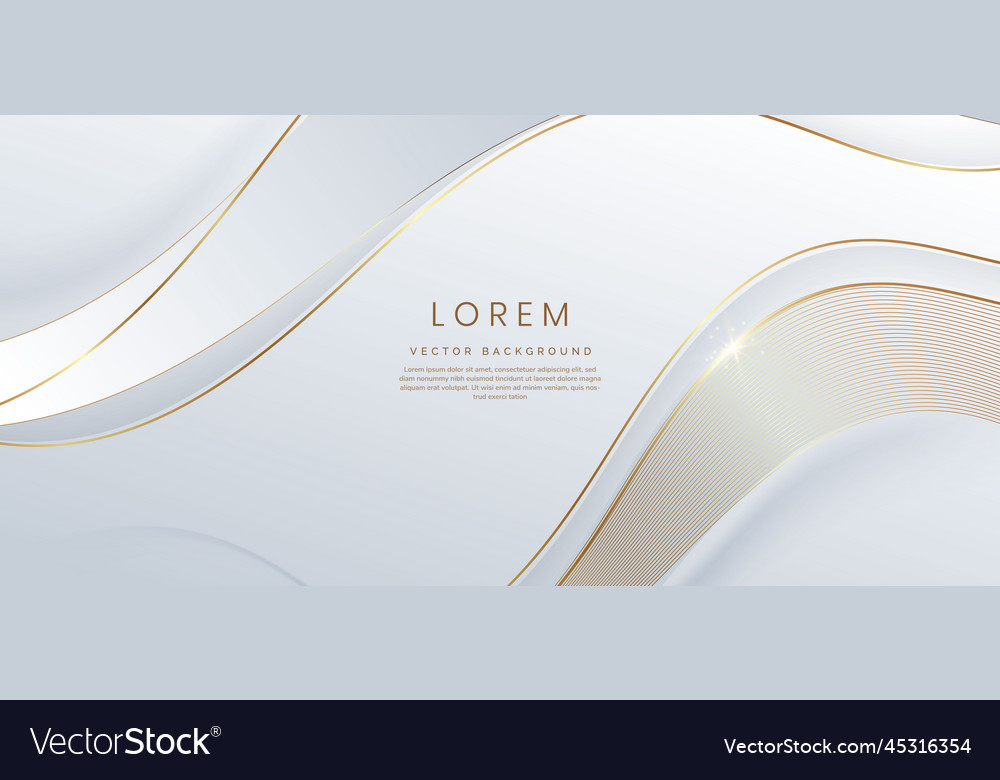 Abstract 3d white background with ribbon gold